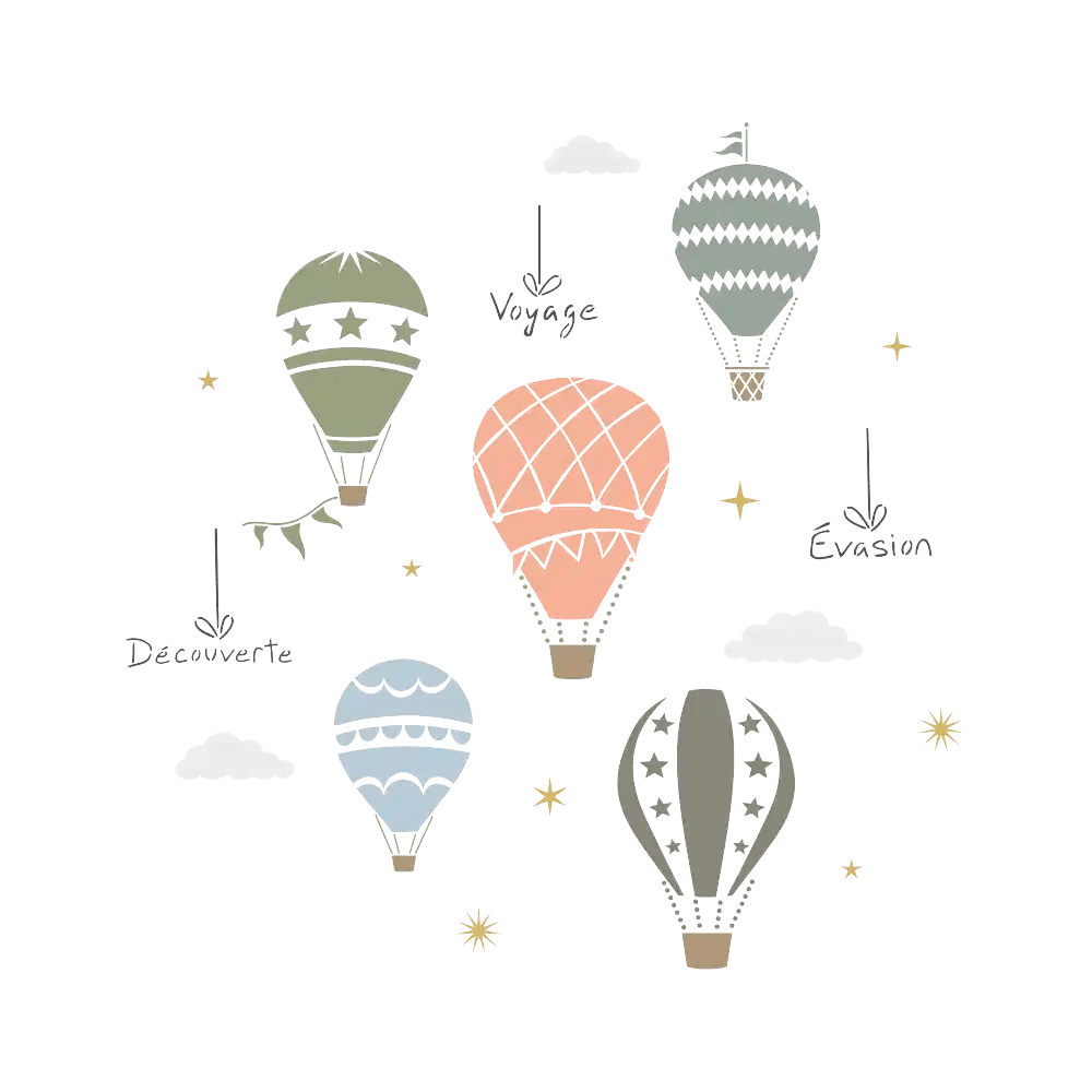 Hot air balloon pochoir peindre tour du monde en jours clipart photo