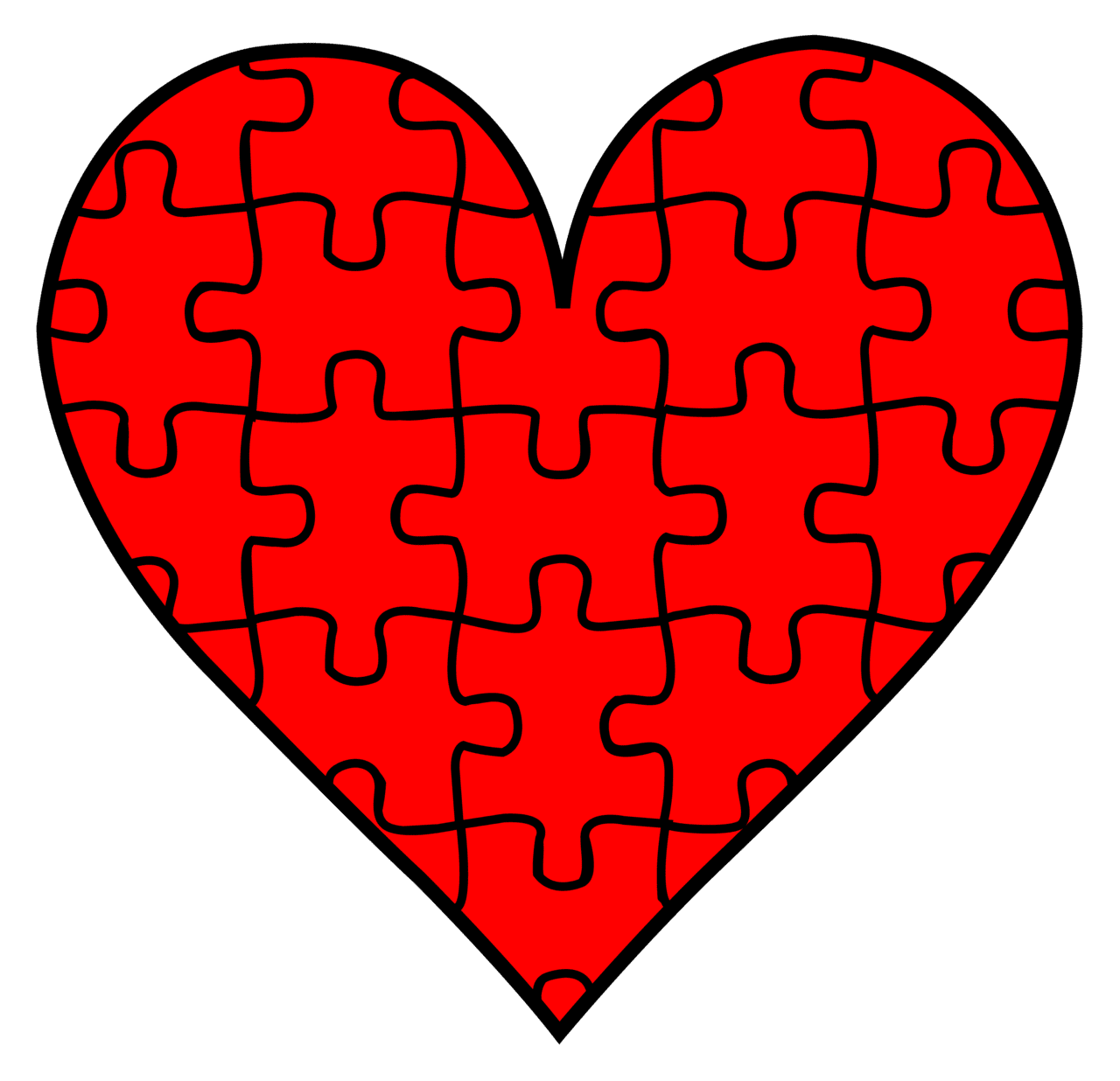 Valentine puzzle heart template clipart photo