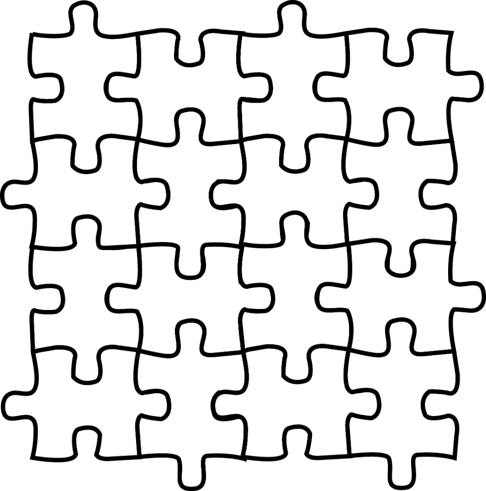 Black and white puzzle pieces clipart logo