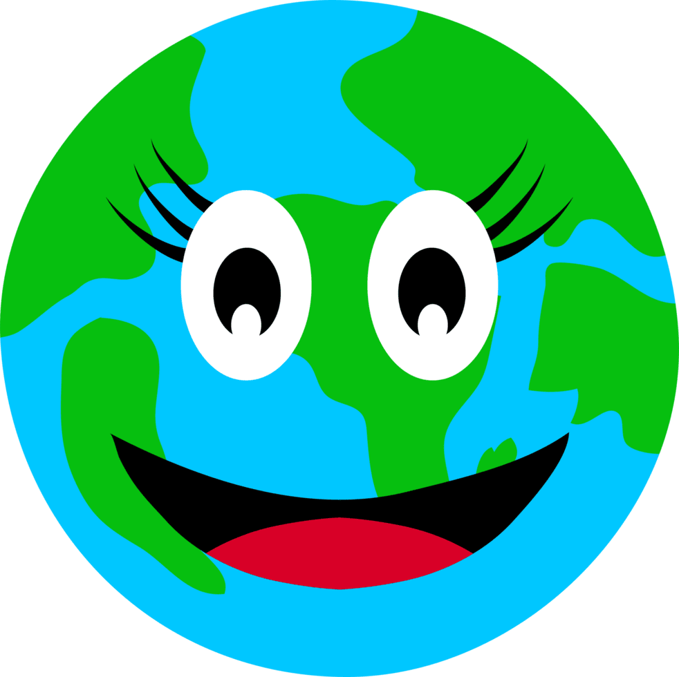 World happy hand drawn cartoon earth for clipart background