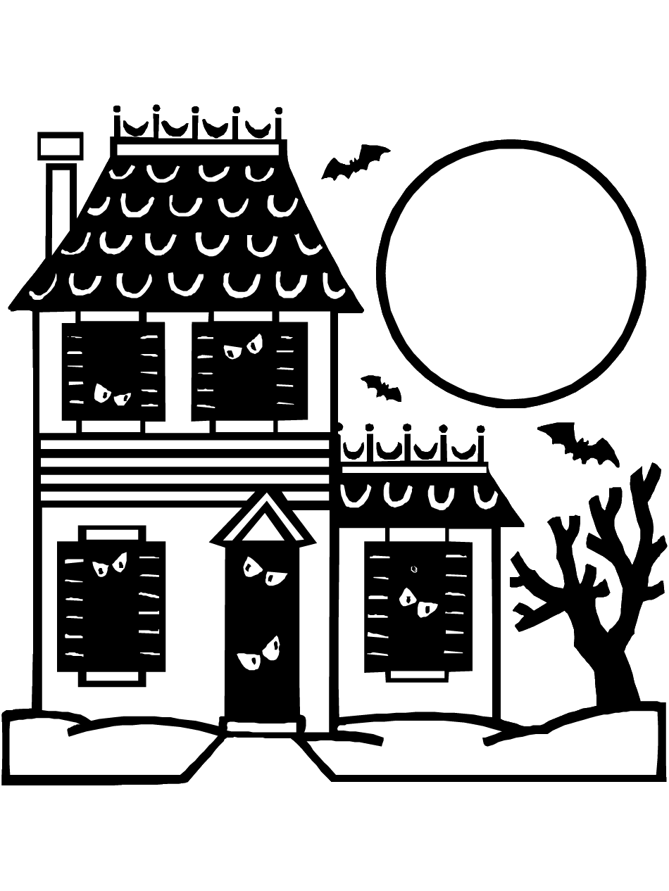 Haunted house coloring page printable ebook clipart picture