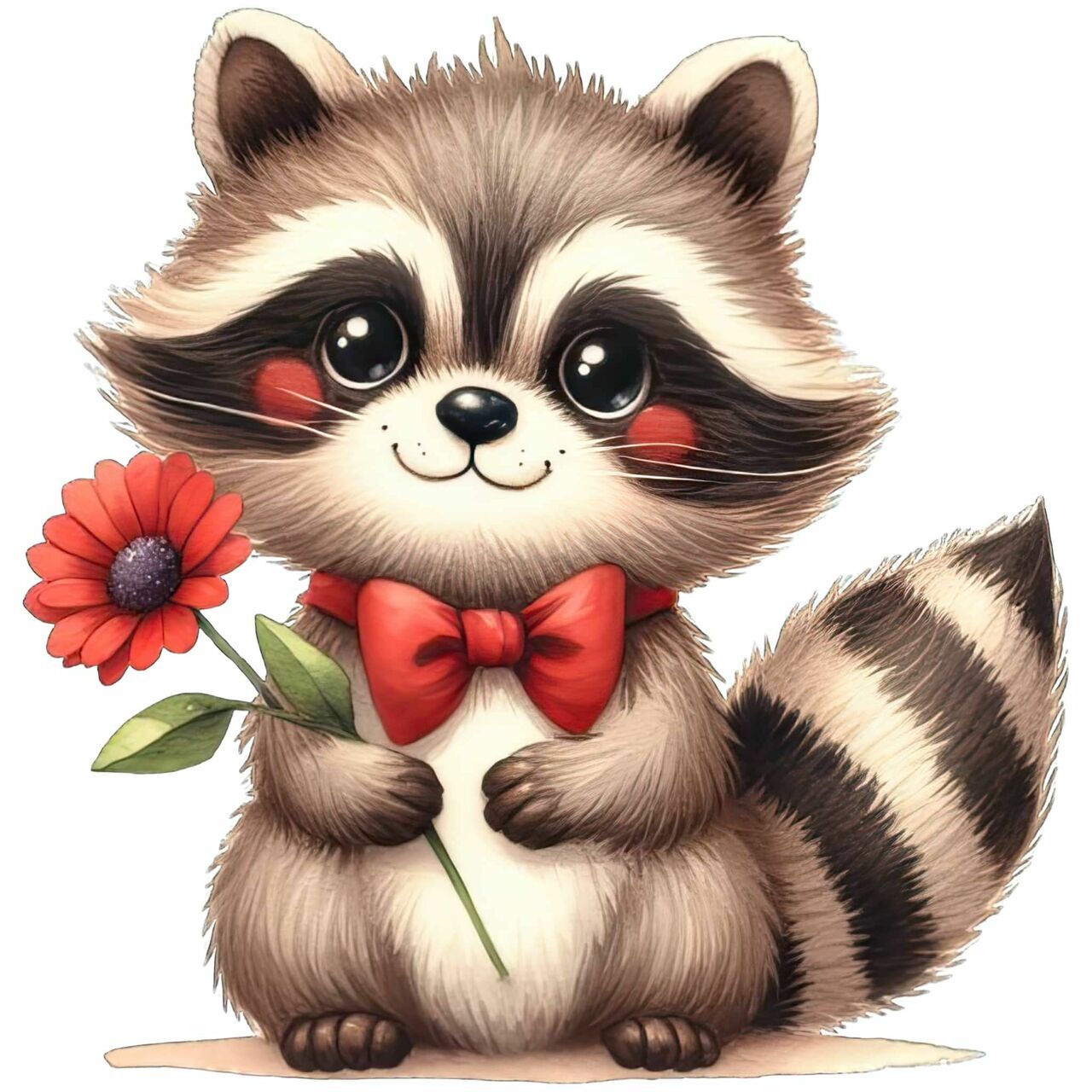 Car sticker raccoon single flower weatherproof outdoor vinyl clipart photo