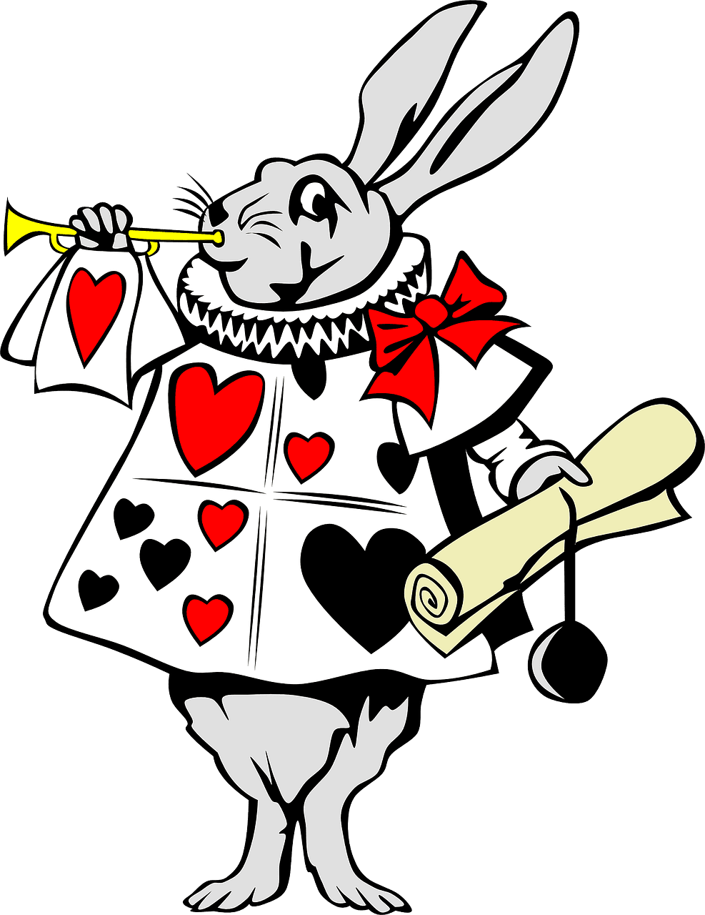 Playing cards rabbit character alice wonderland vector graphic clipart