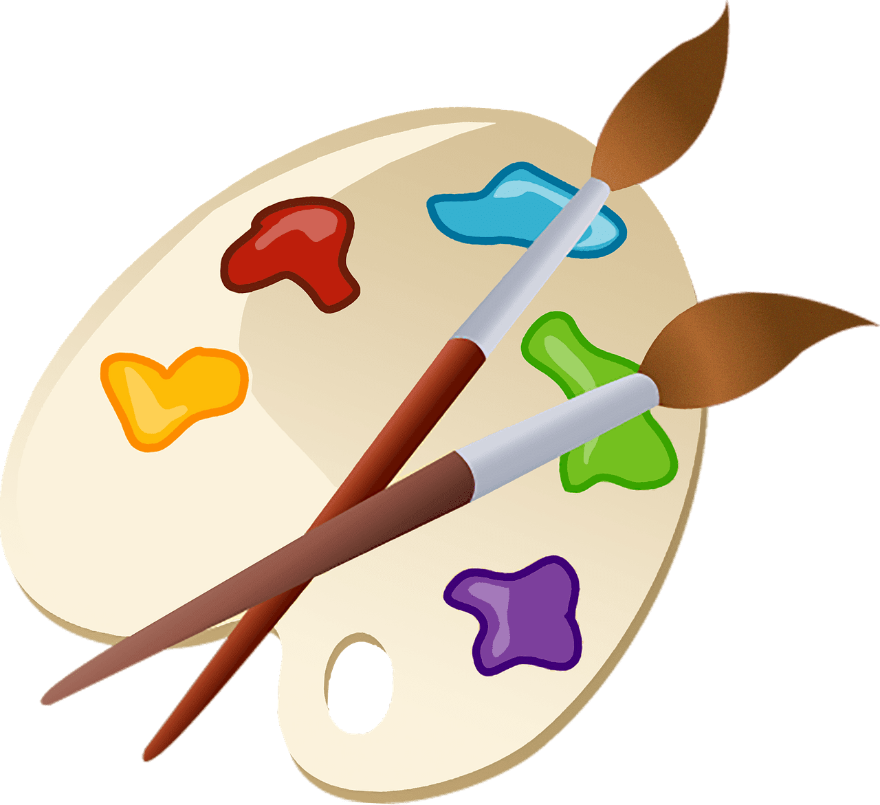 Paint and paintbrush palette paintbrushes vector clipart images