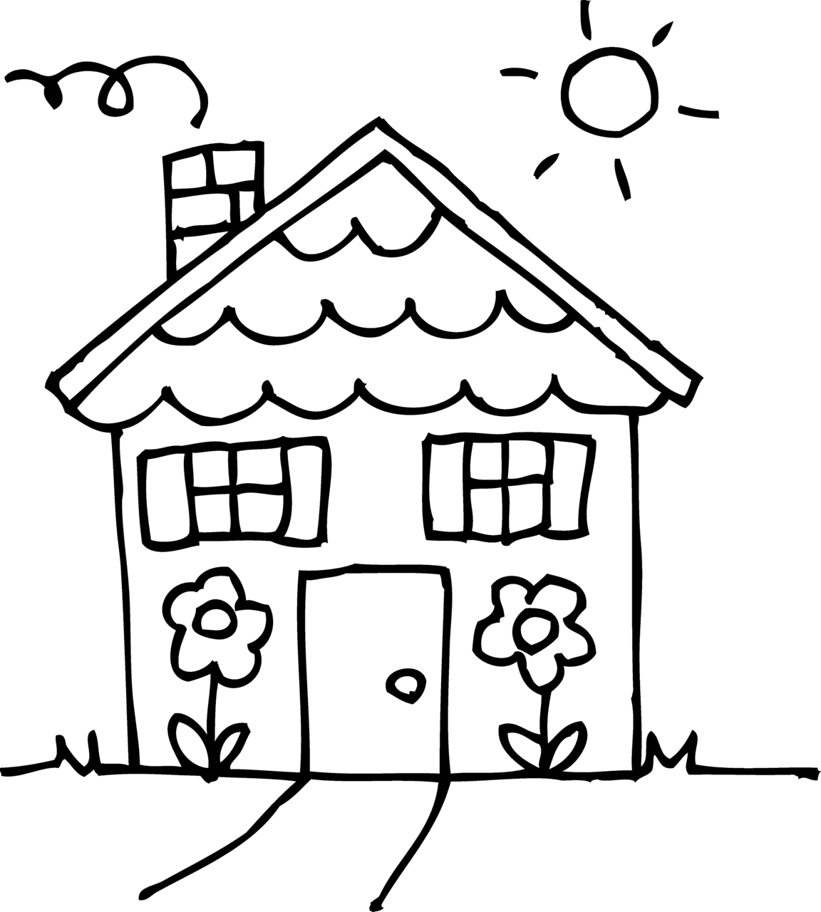 Coloring clipart black and white house background