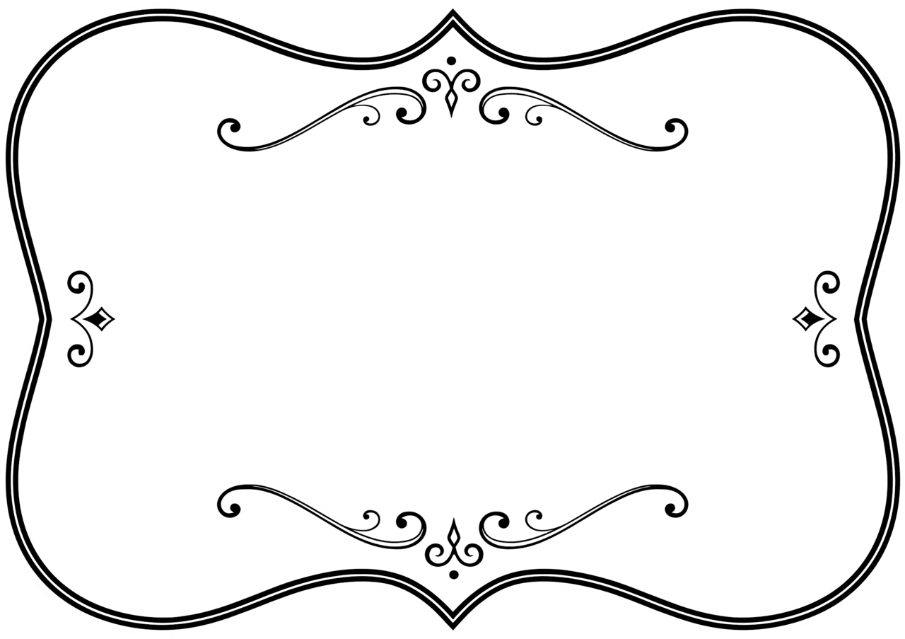 Decorative black and white flourish frame clipart picture