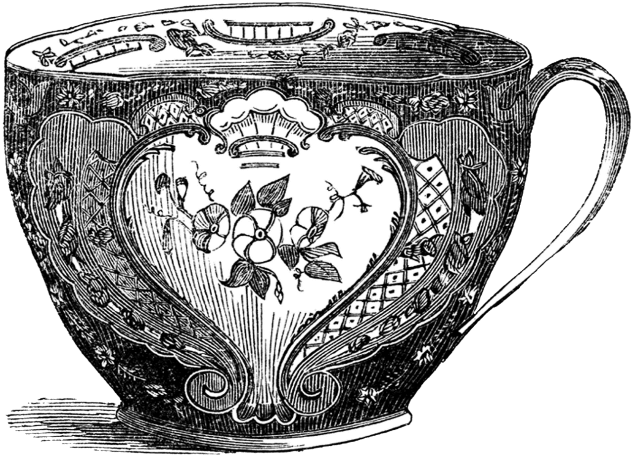 Vintage digital stamp fancy tea cup clipart picture