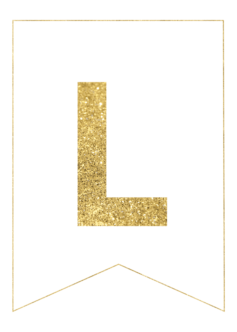 Gold printable banner letters paper trail design clipart clip art