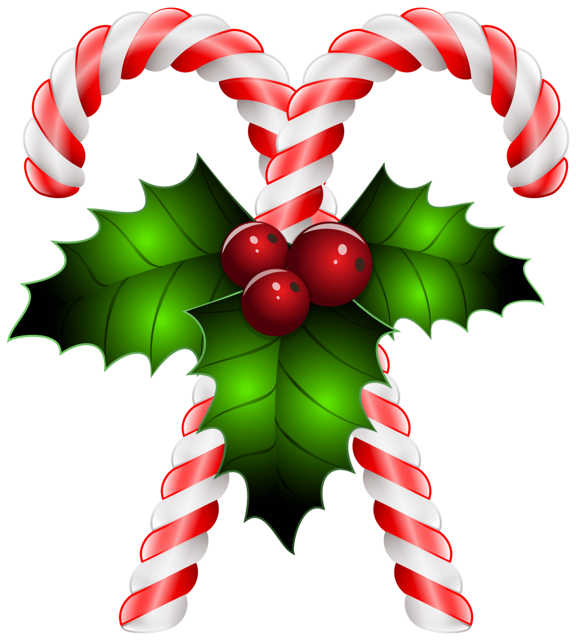 Mistletoe candy canes with holly clipart image