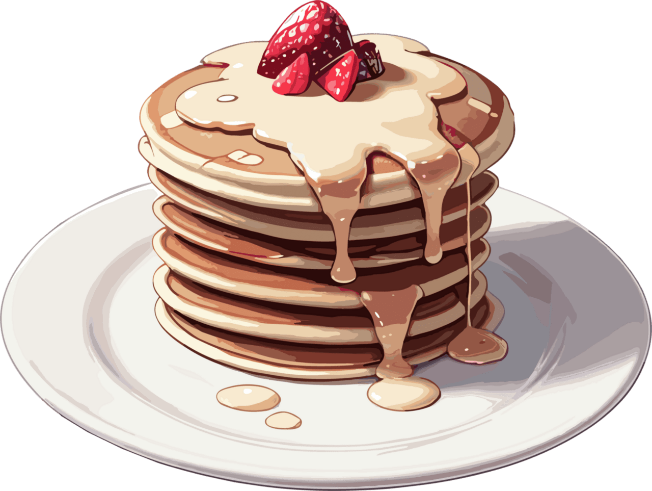 Pancake with strawberry topping clipart image