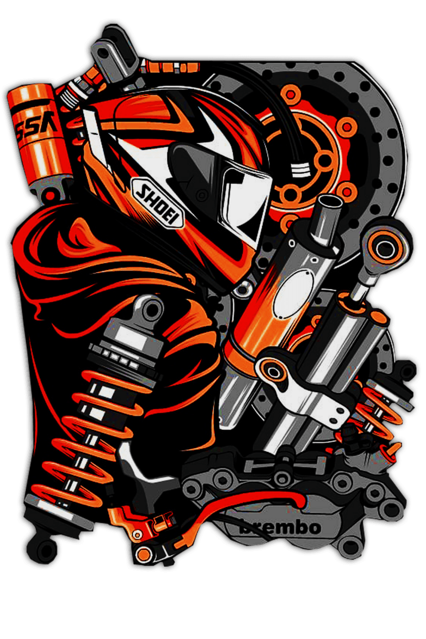 Motorcycle thai orange rider clipart image