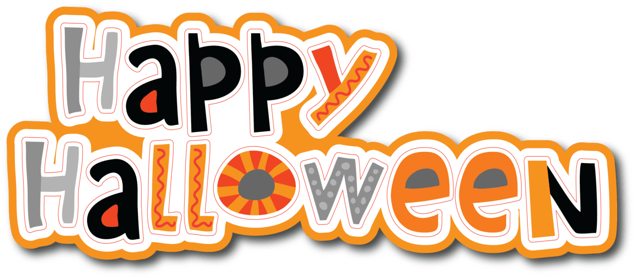 Halloween pumpkin happy scrapbook page title sticker clipart picture
