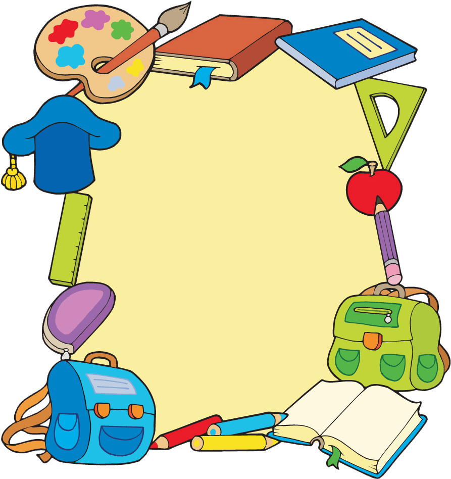 Back to school supplies clipart frame large size image