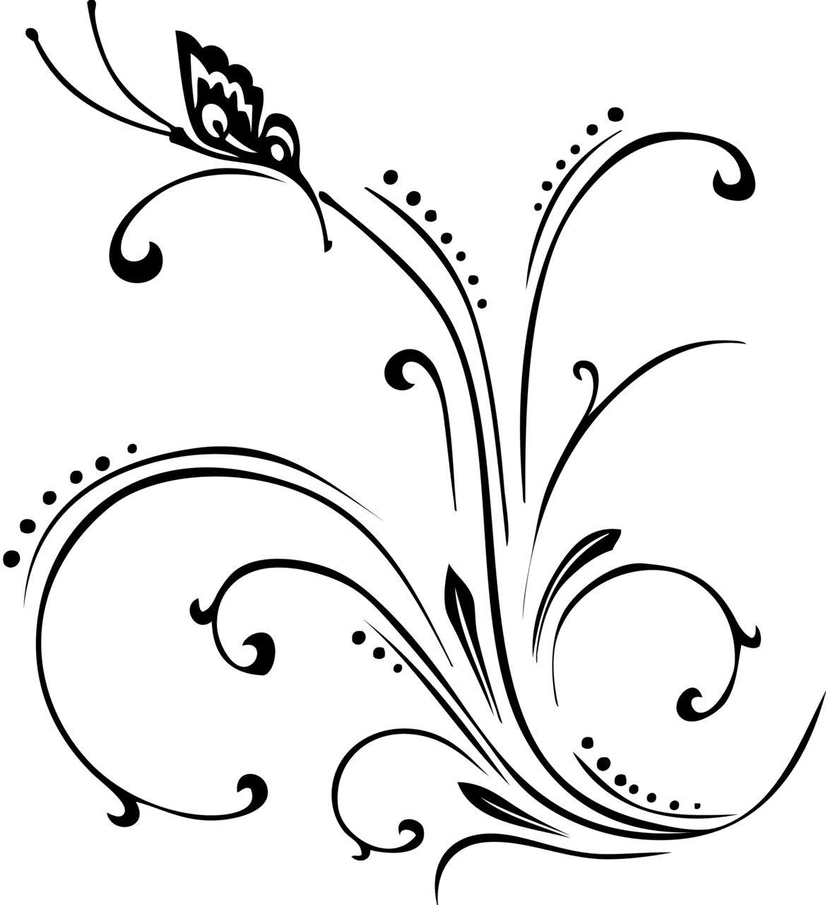 Floral black and white pin page clipart transparent 2