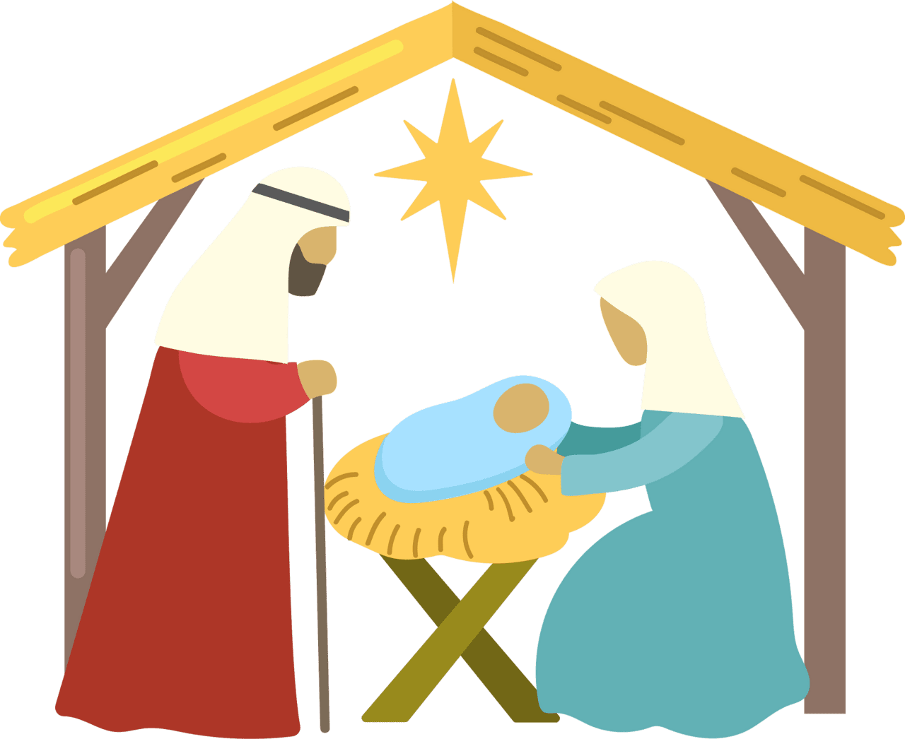 Nativity scene manger vector clipart images