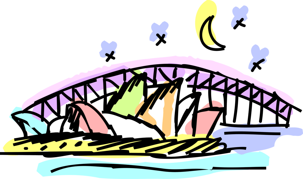 Sydney opera house and harbour bridge vector image clipart