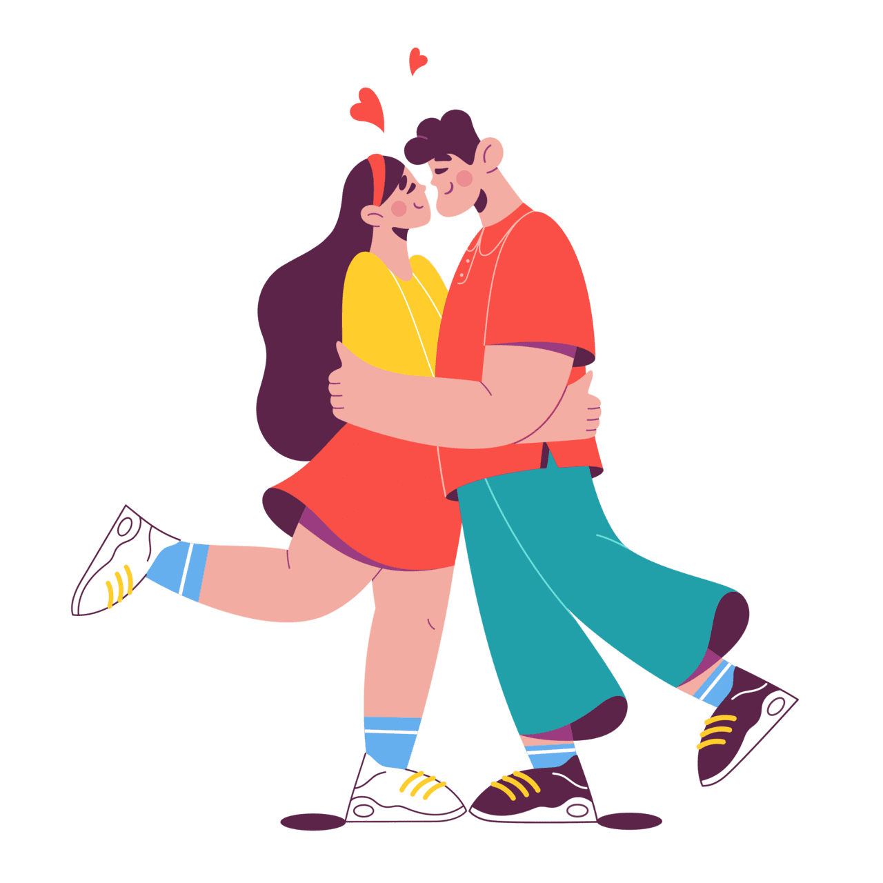 Hugging man and girl love stand an embrace clipart vector