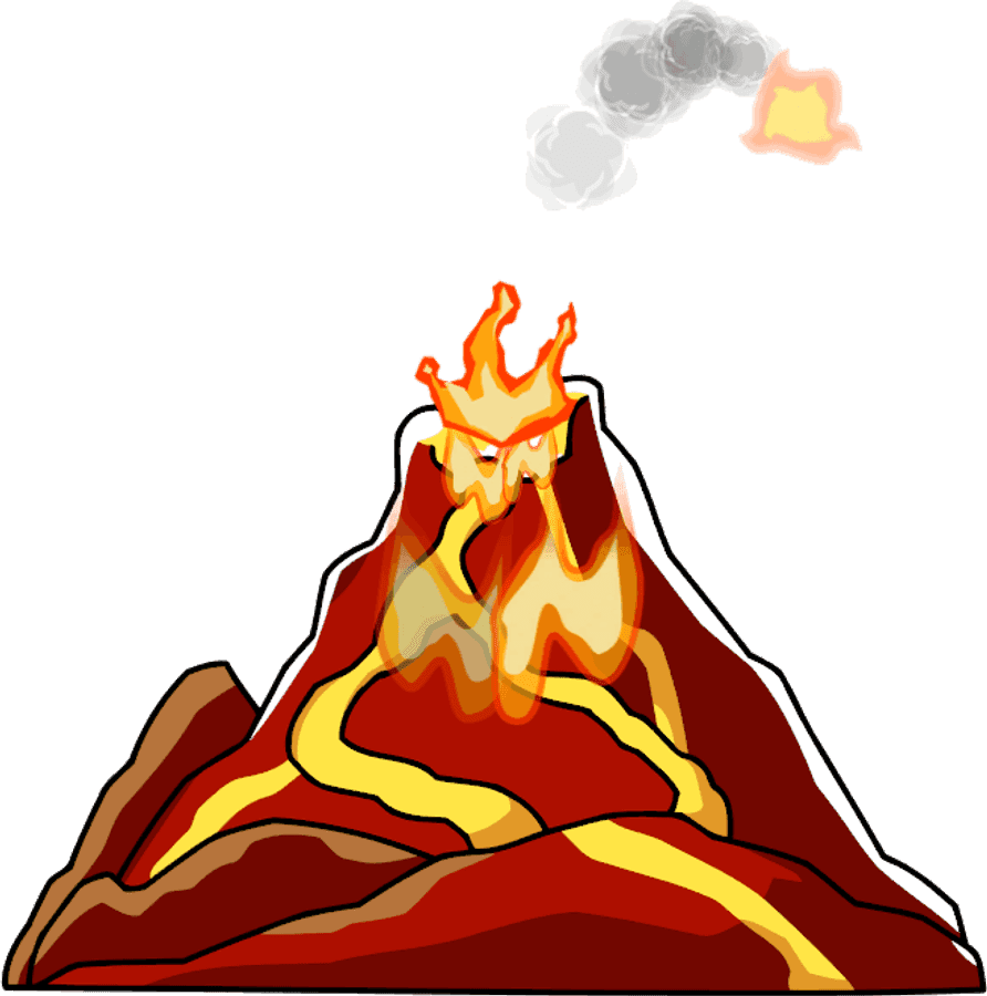 Erupting volcano cartoon clipart picture