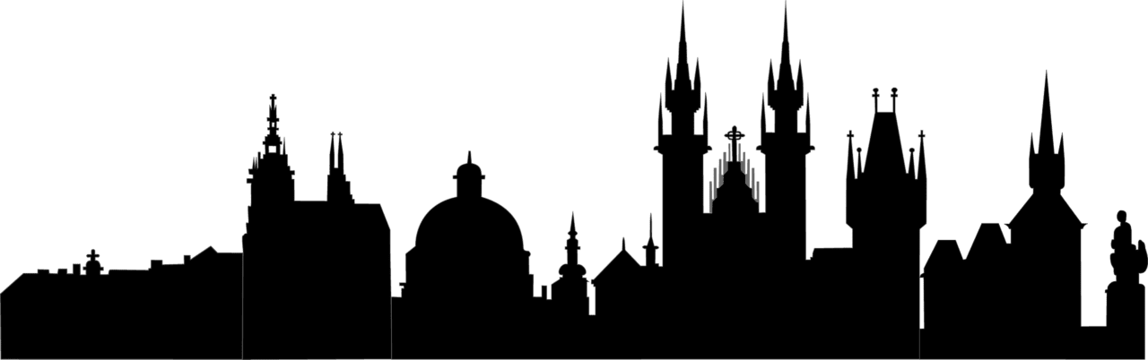 City silhouette prague mosque skyline vector black church clipart