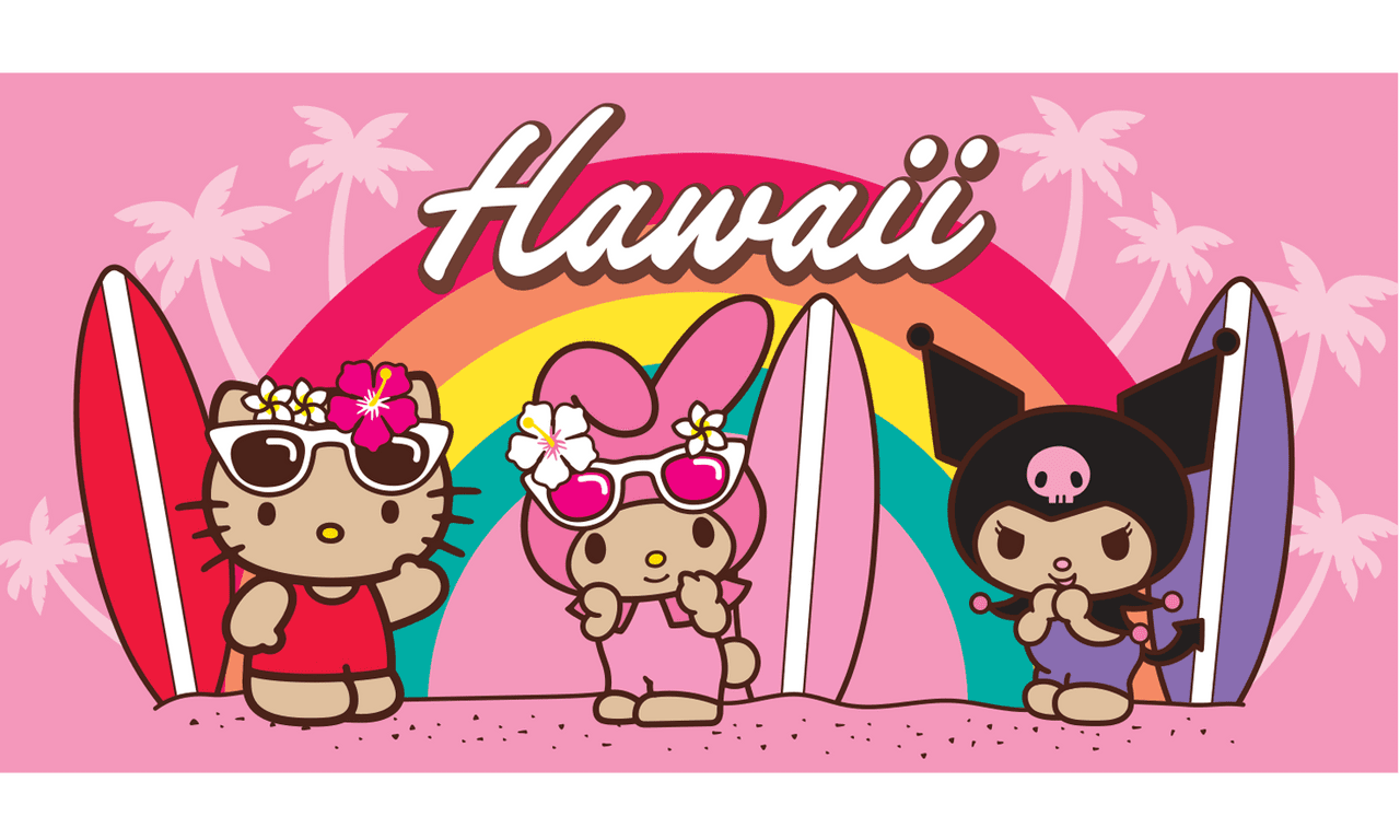 Hawaii hello kitty friends beach towels surf clipart photo