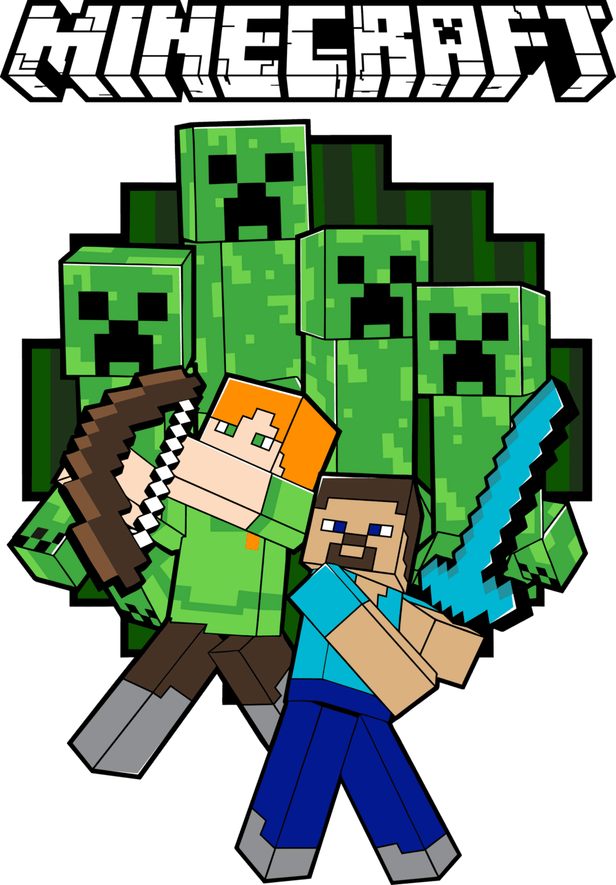 Minecraft bundle creeper gaming clipart digital sticker christmas for gamers gamer shirt idea etsy in free