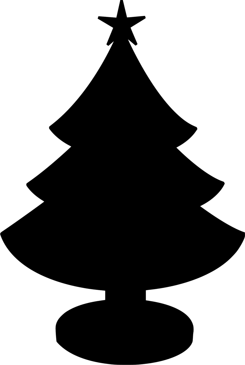 Christmas tree black and white vector silhouettes clipart