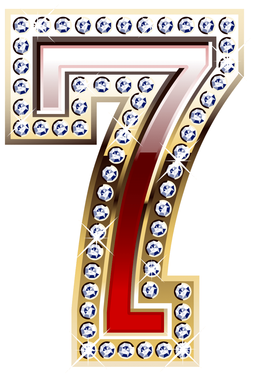 Gold and red number seven clipart image