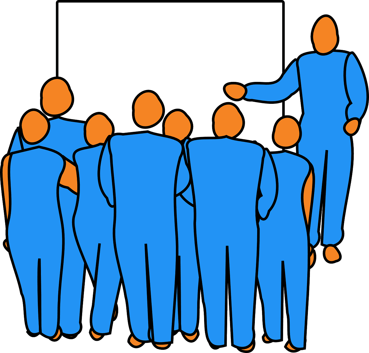 Man group audience pointing presentation image from clipart