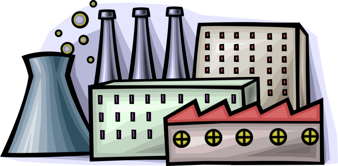 Factory nuclear power plant provides energy vector image clipart