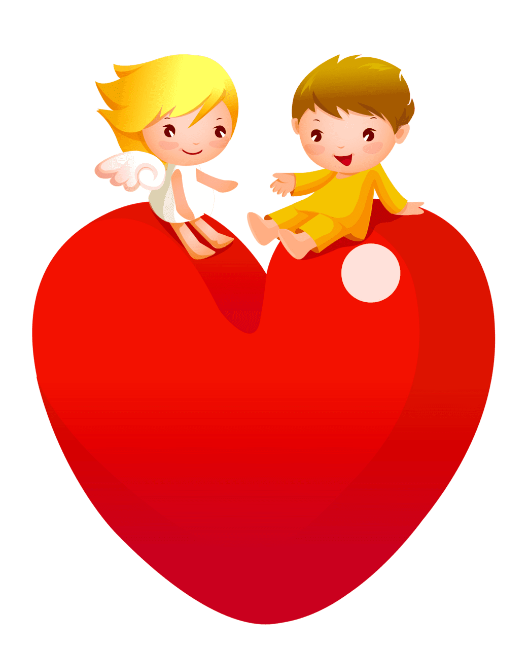 Cupid red heart with angels clipart picture