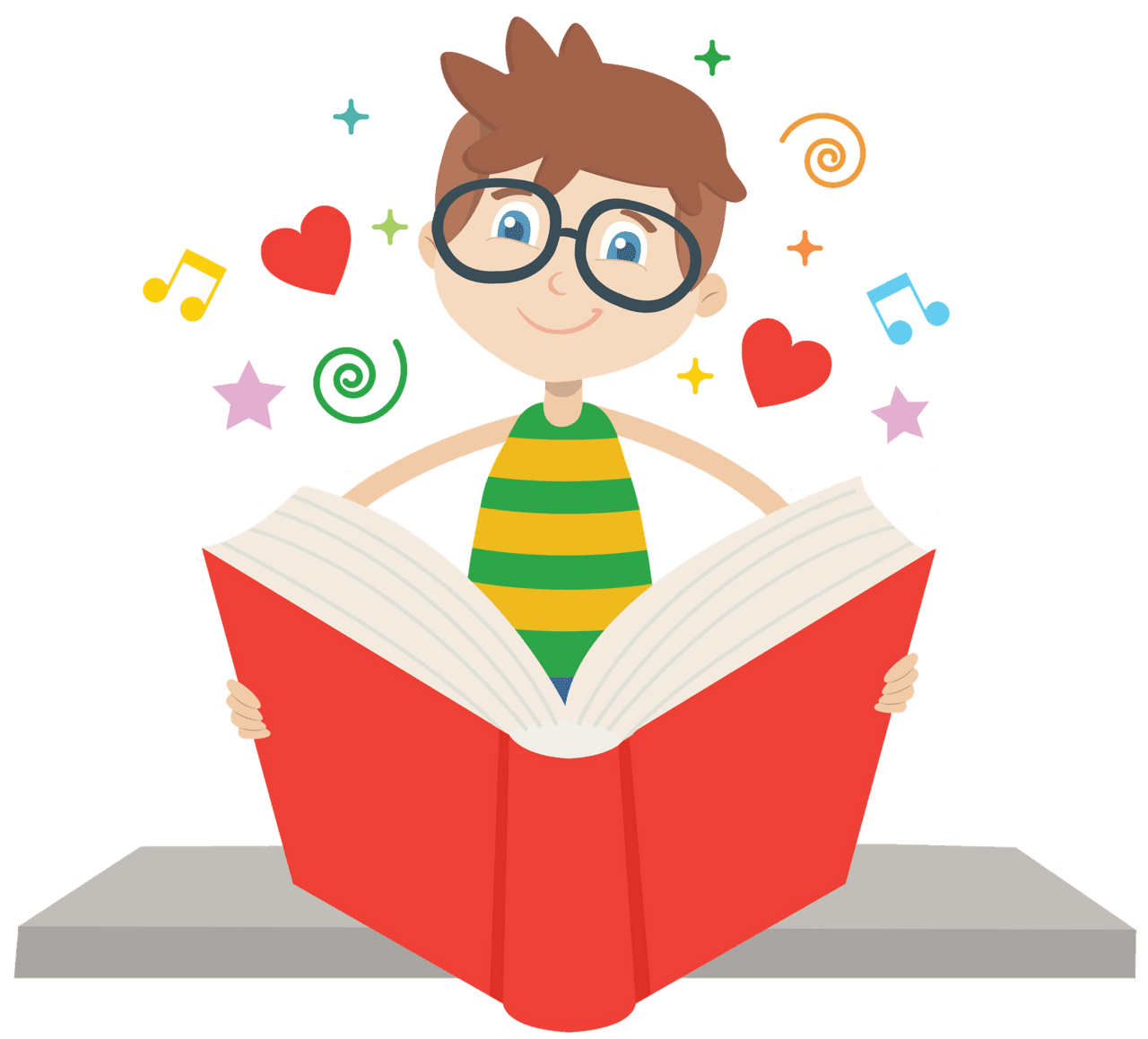 Boy read ing vector clipart images 2