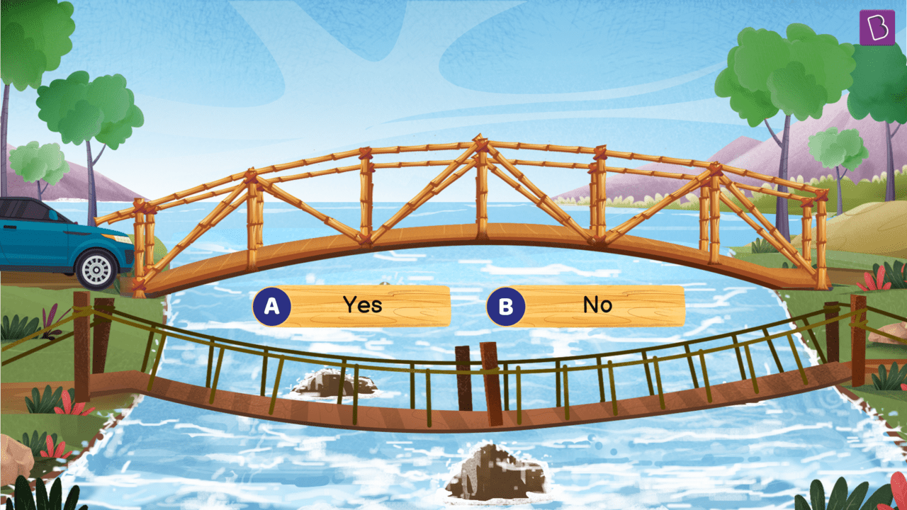 Can car cross the river using these bridge clipart transparent