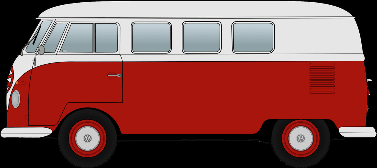 Camper classic volkswagen bus redand white clipart logo