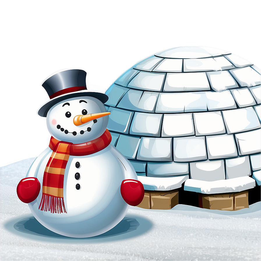 Snowman and igloo scene clipart clip art