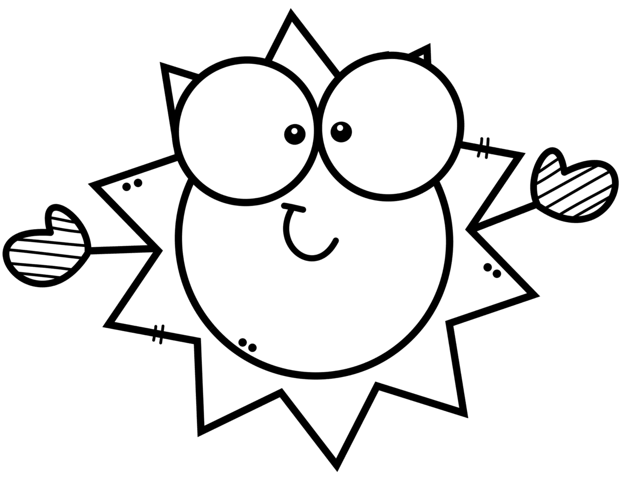 Sun black and white pin page clipart free