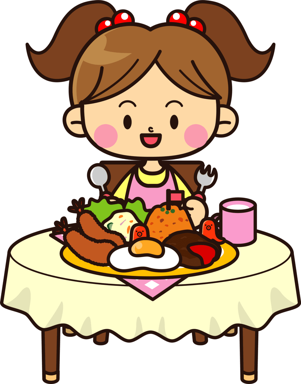 For lunch girl is eating vector clipart images