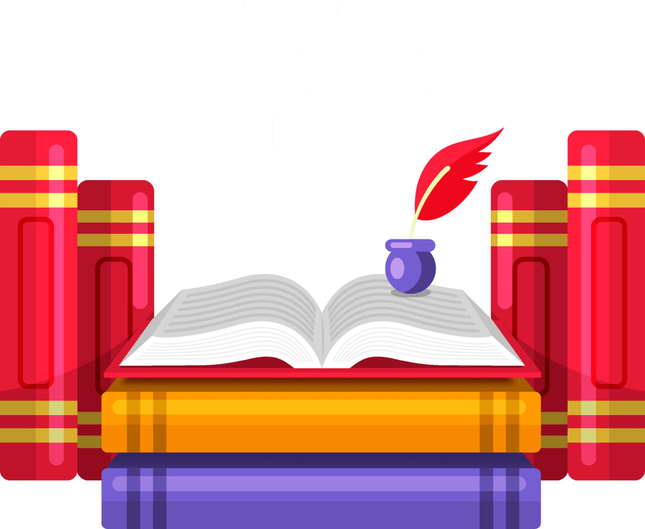 Stack of books international literacy day clipart logo