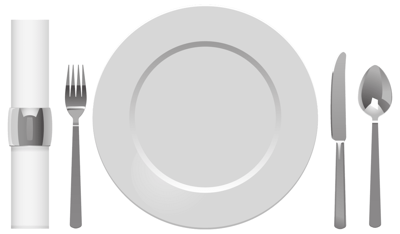 Plate spoon table knife fork and napkin clipart best free