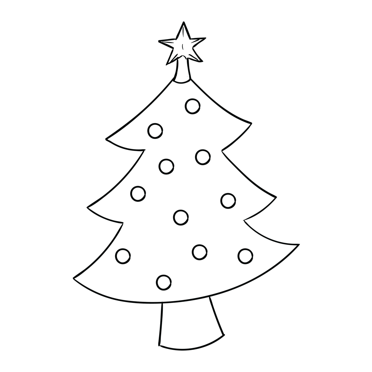 Christmas tree black and white page clipart vector