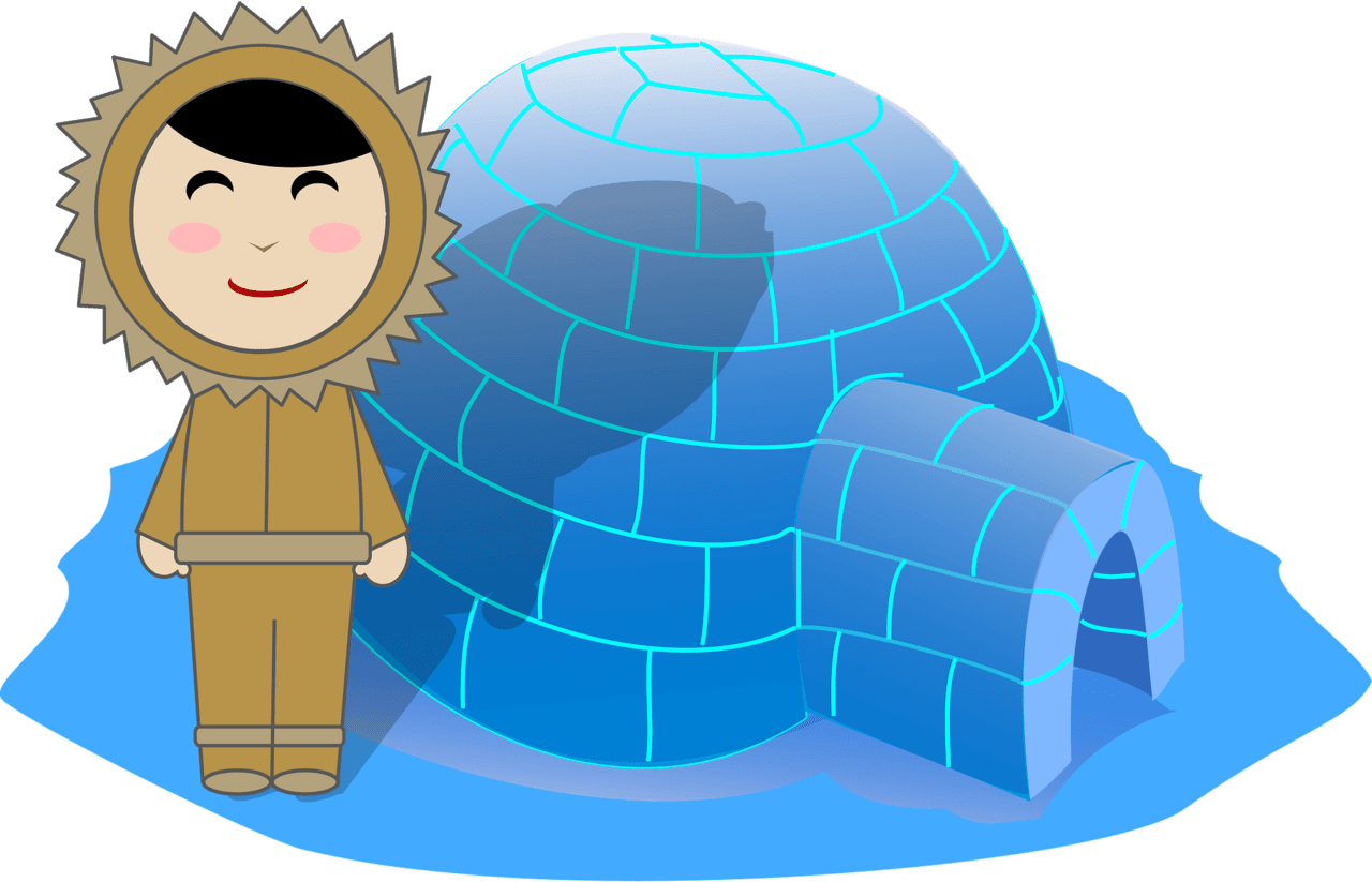 Inuit girl and igloo vector clipart images