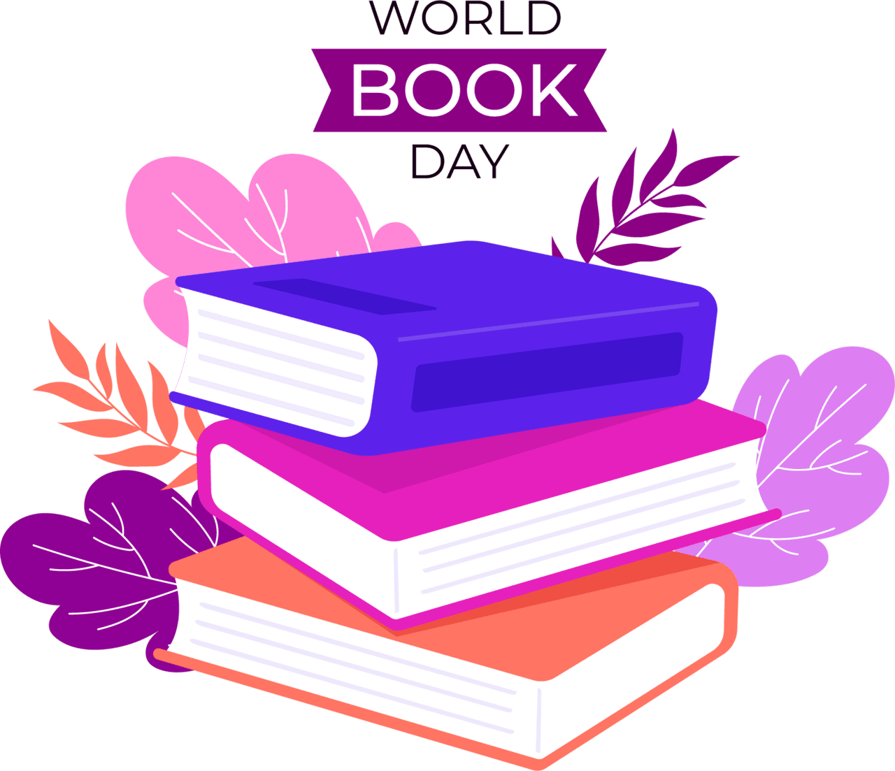 Stack of books world book day image clipart