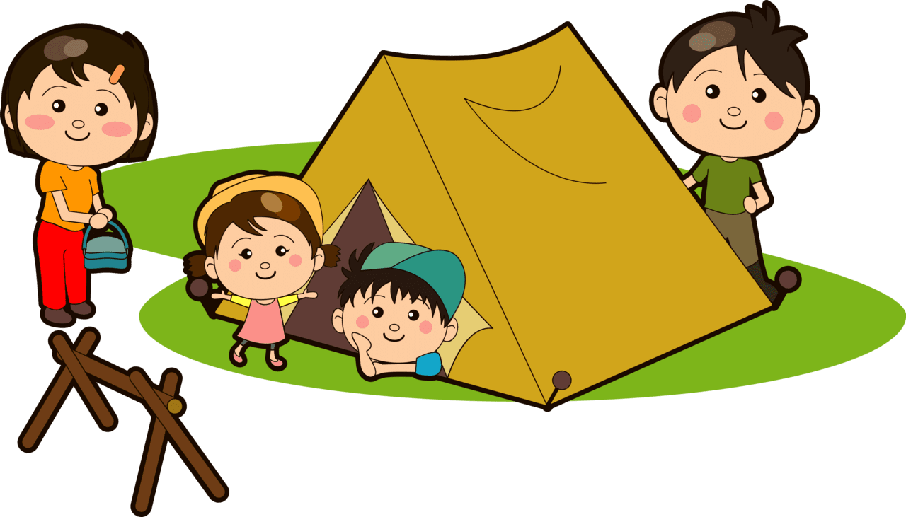 Family is camp ing in tent vector clipart images