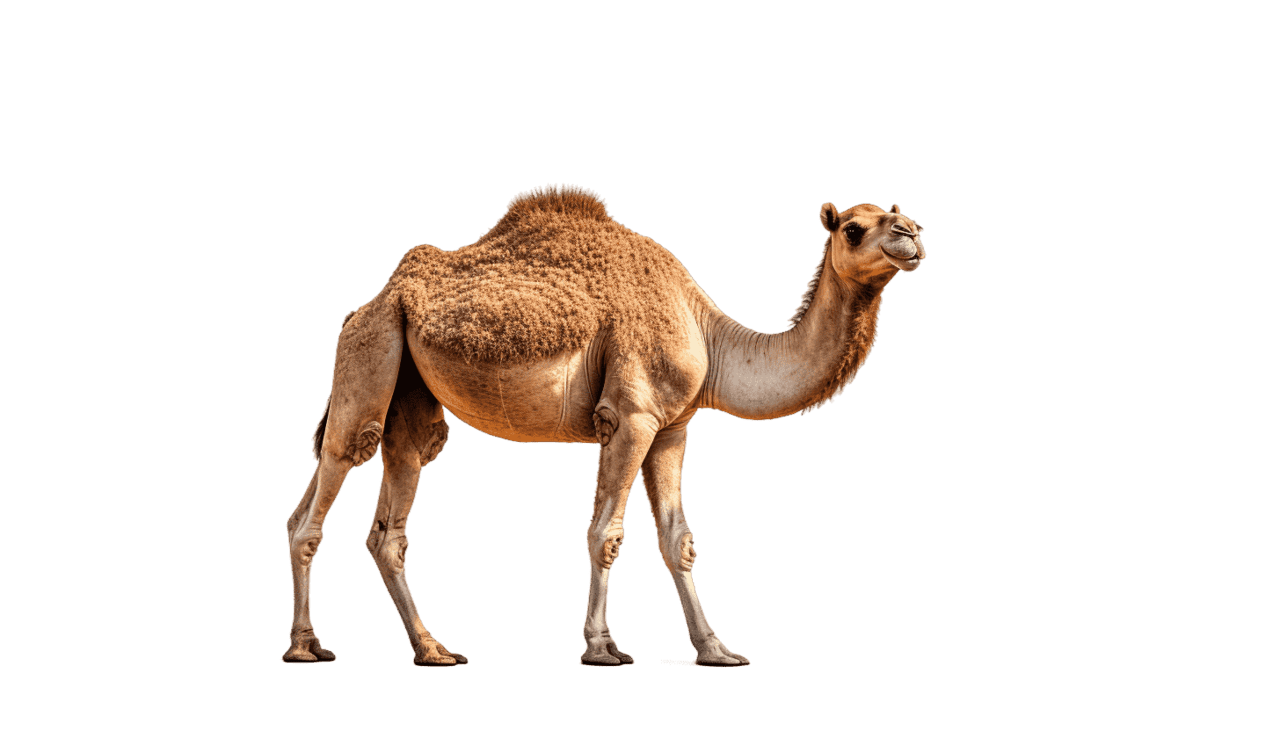 Desert camel dromedary with hump background arabian wildlife clipart