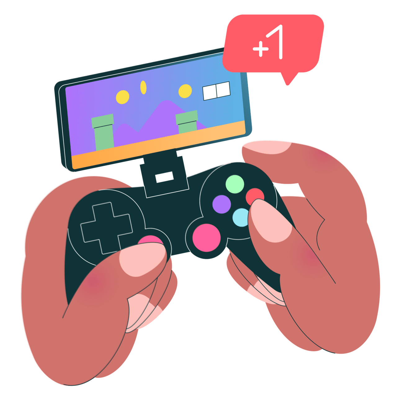 Video game hands hold mobile controller clipart transparent