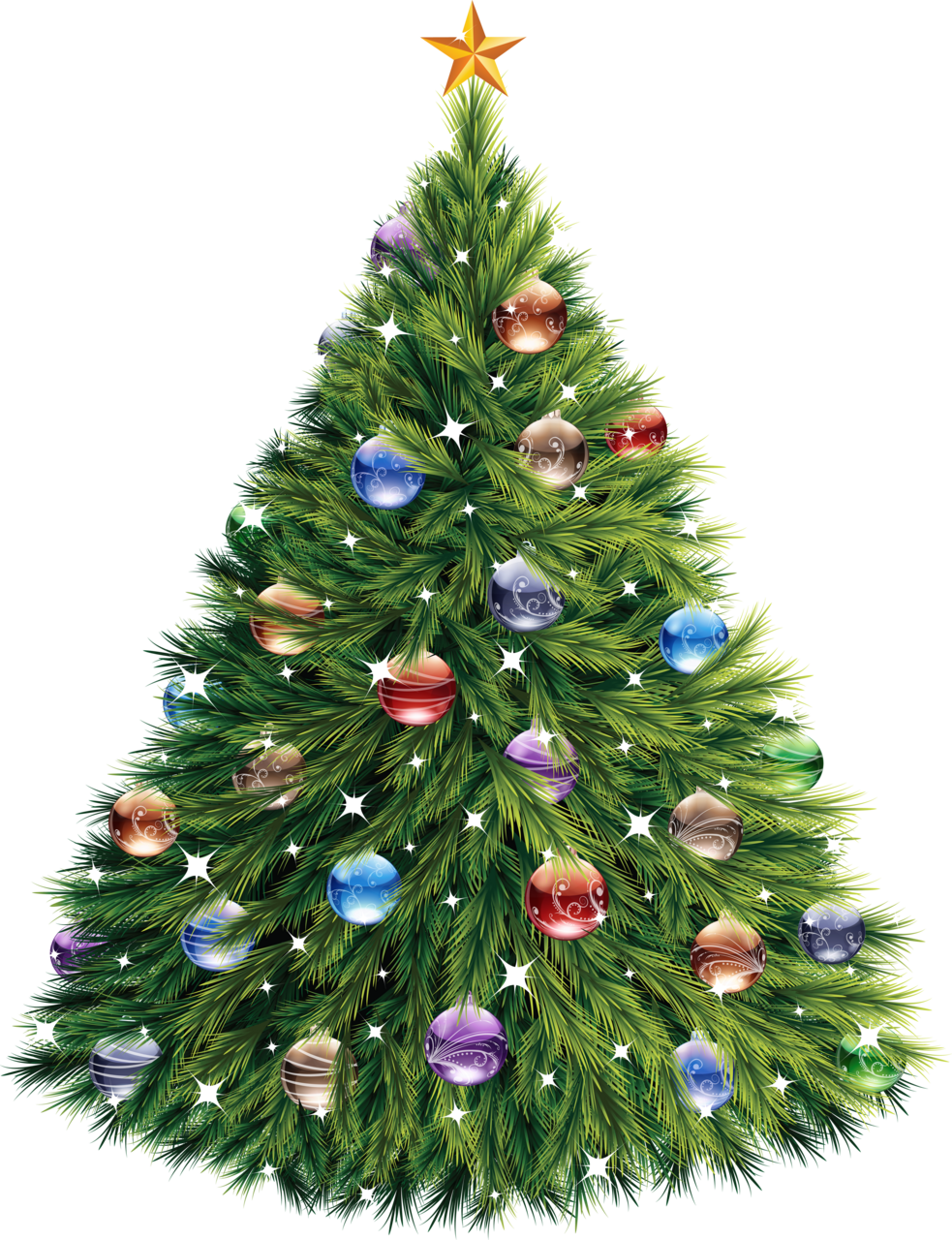 Christmas tree png with baubles clipart free