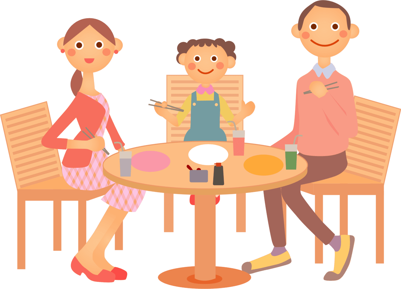 Family is restaurant eating meal vector clipart images