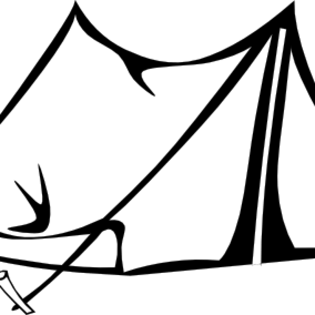 Tent clipart white black clker vector camp fire and