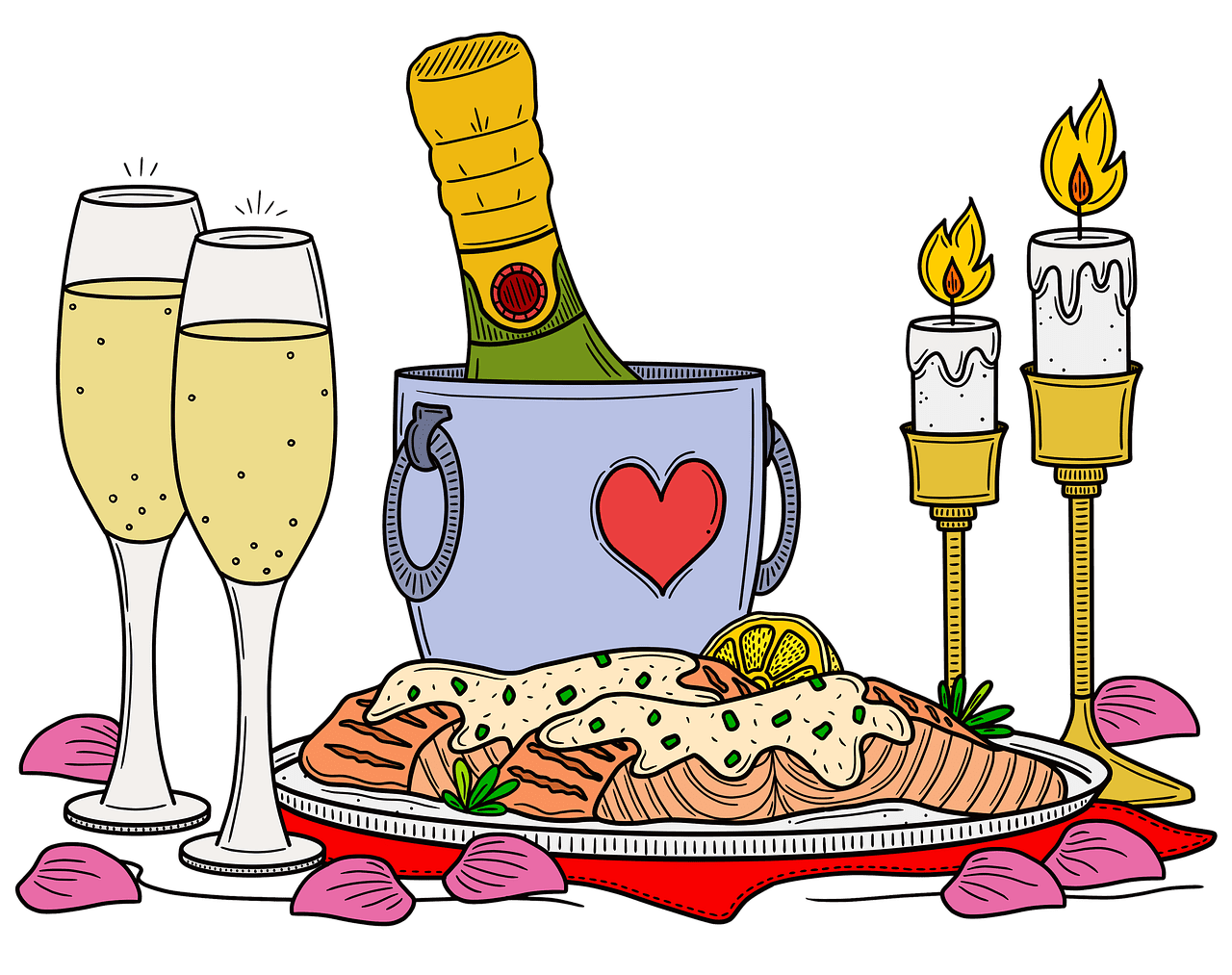 Romantic dinner food lover valentine day image clipart