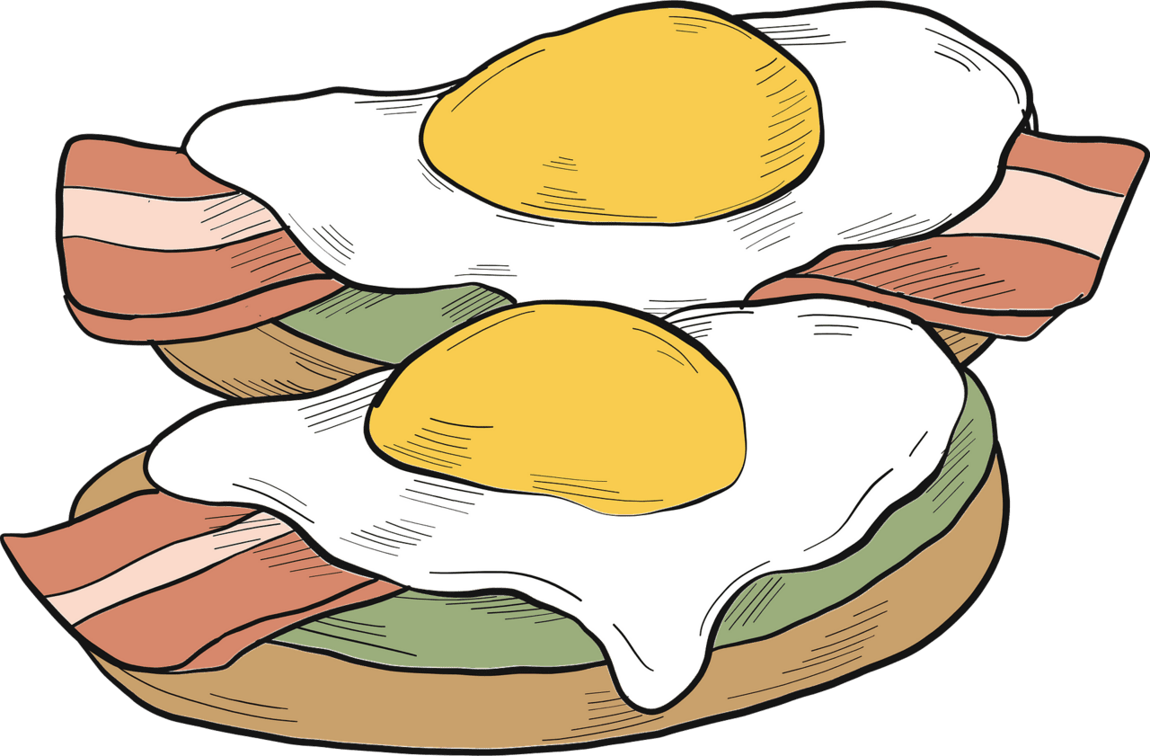 Toast with eggs and bacon vector clipart images