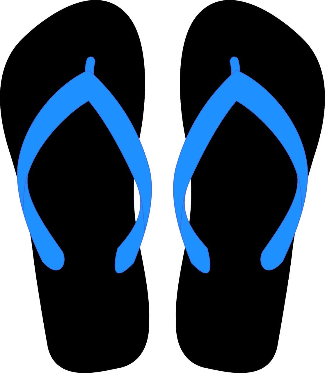 Flip flop black soles blue straps vector clipart images